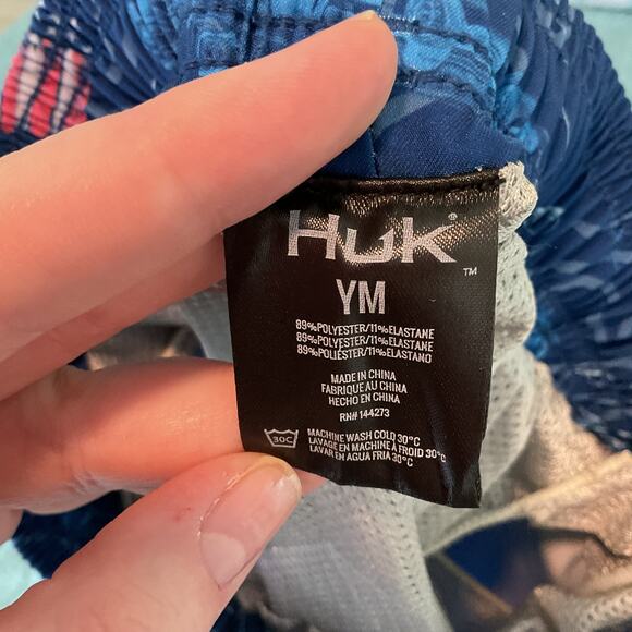 Huk Boys Fourth of July Trucks and Fishin Drawstring Swim Trunks Youth Medium - Picture 5 of 10